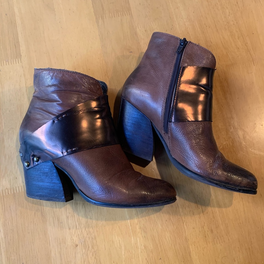 Anthropologie ankle boots with metallic detail